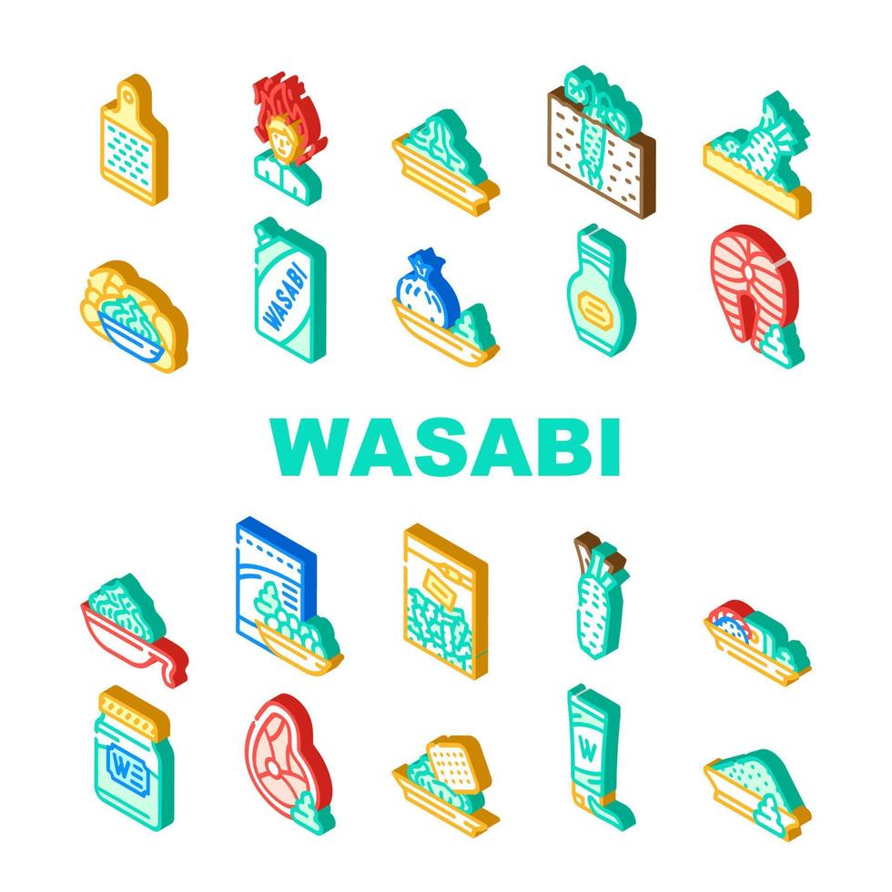 Wasabi Japanese Spice Collection Icons Set Vector