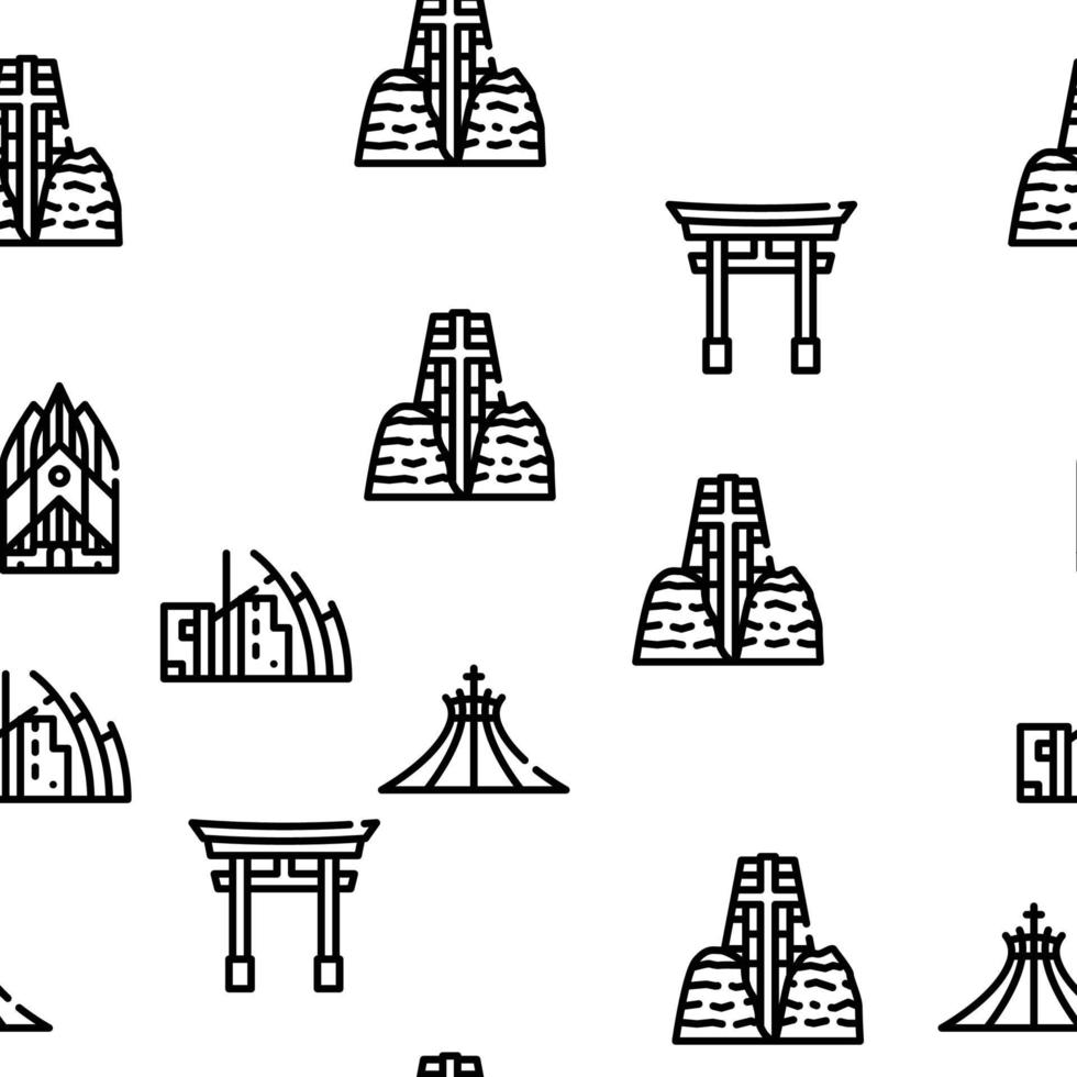 Temple Construction Vector Seamless Pattern