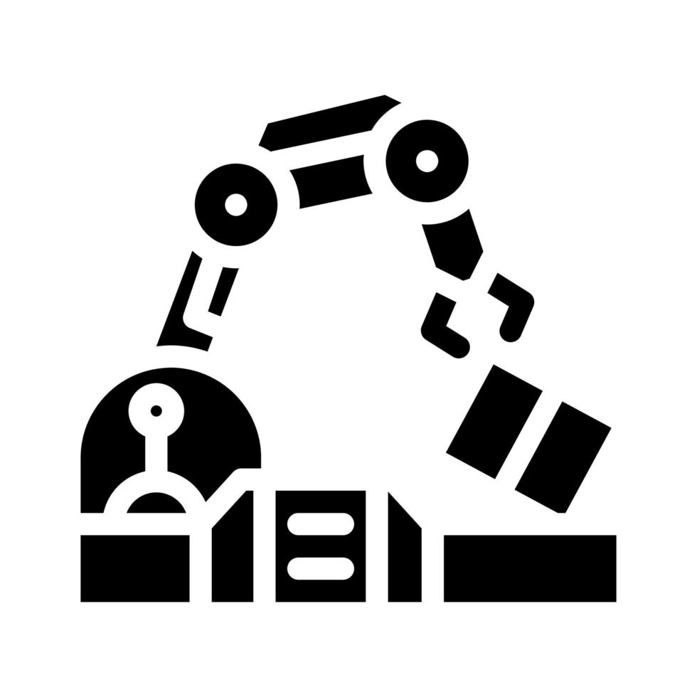 robotic arm conveyor production glyph icon vector illustration