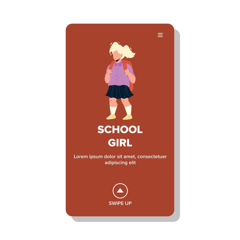 Schoolgirl Kid Going To Elementary School Vector