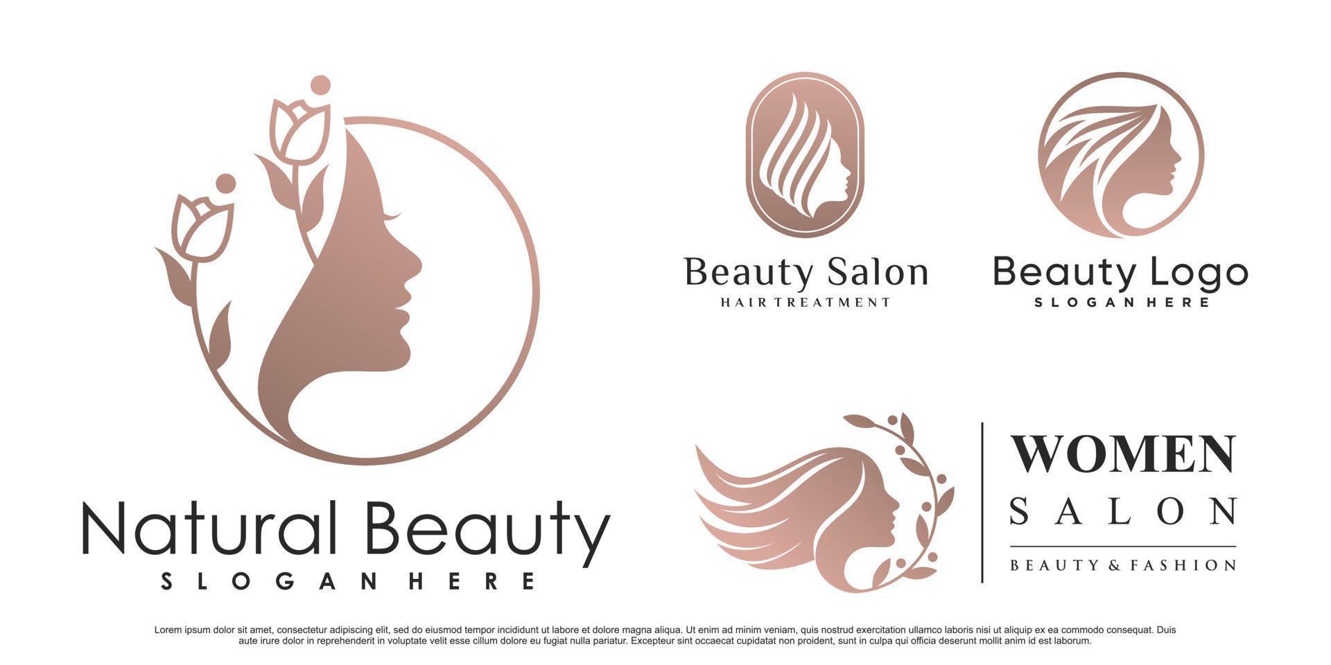 Set of abstract natural beauty logo design for salon with creative element Premium Vector