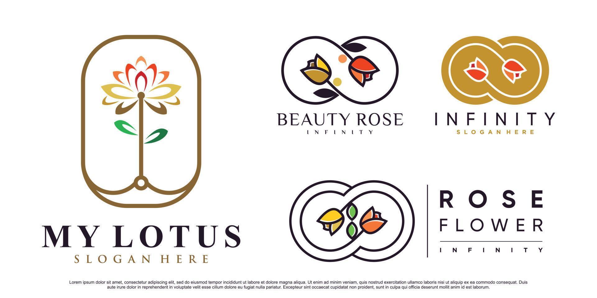 Set bundle of lotus flower logo design illustration with creative element Premium Vector