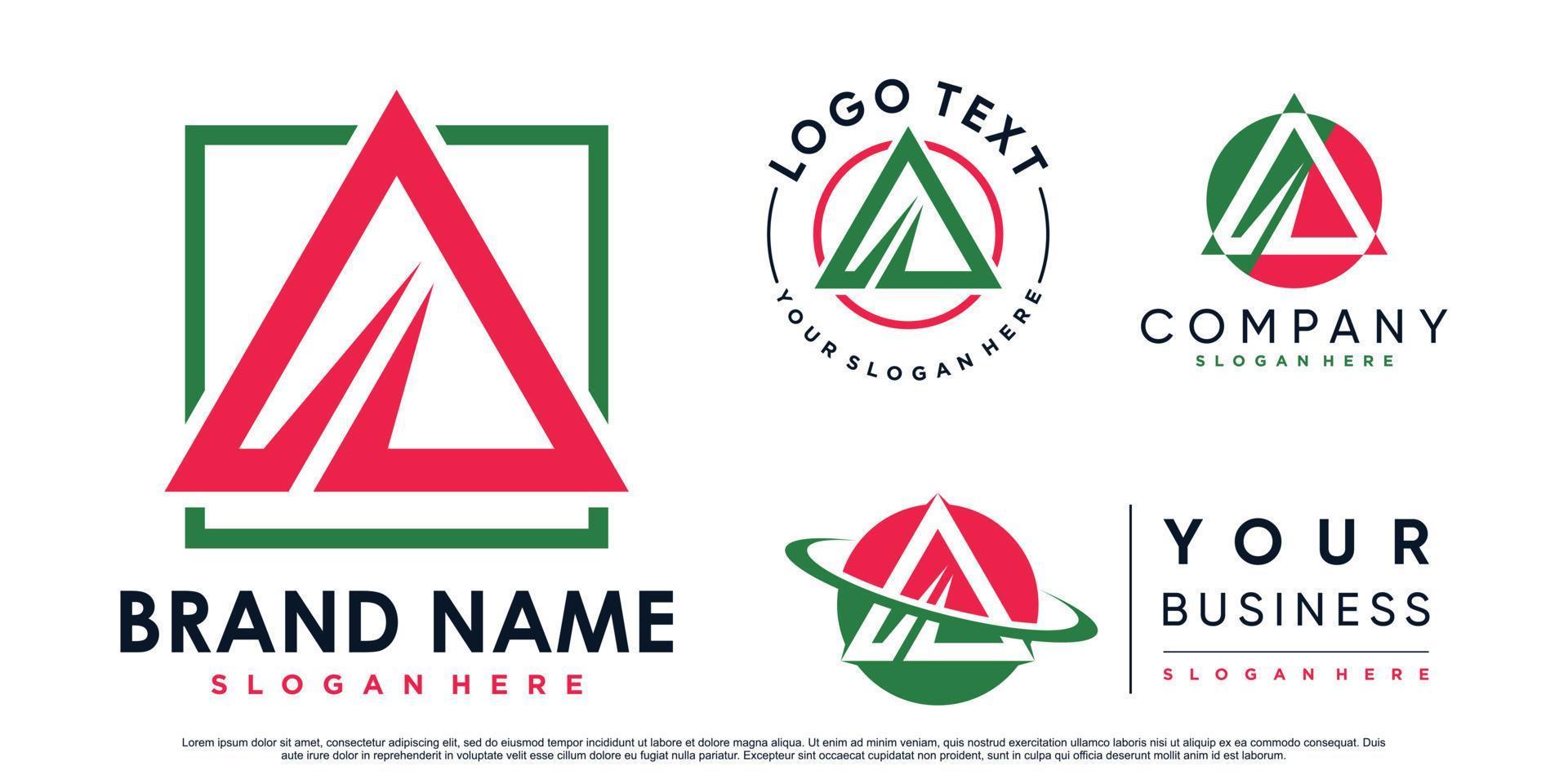 Set of triangle letter a logo design inspiration for business with creative element Premium Vector