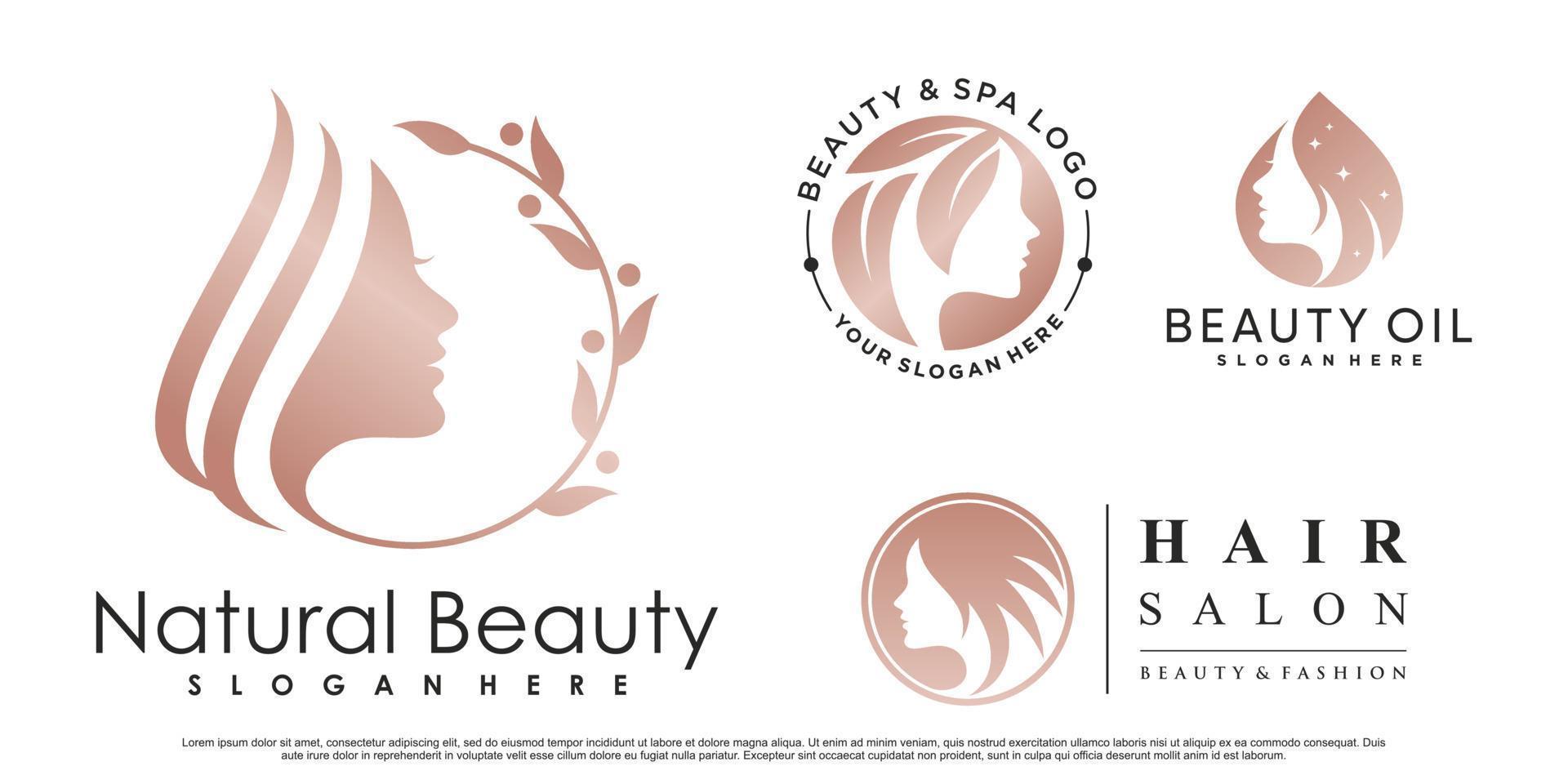 Set of abstract natural beauty logo design for salon with creative element Premium Vector