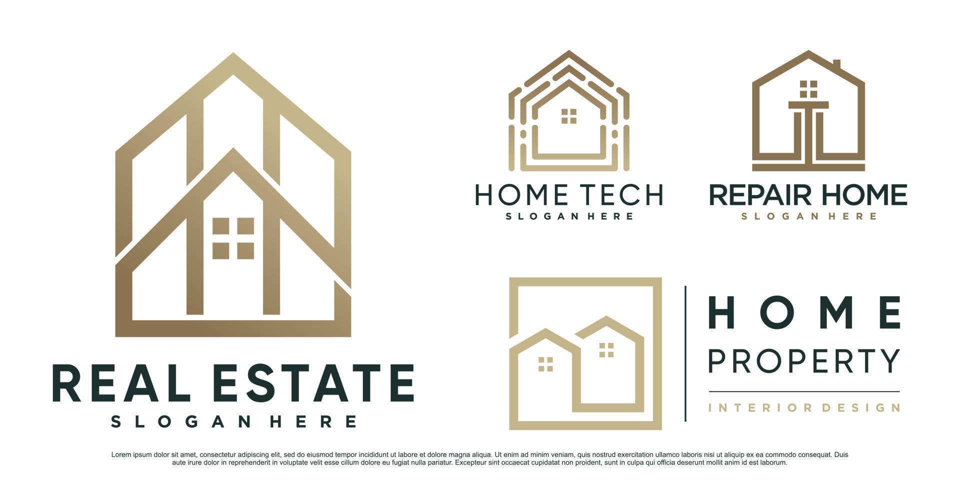 Set of real estate logo design inspiration for business with creative modern concept Premium Vector