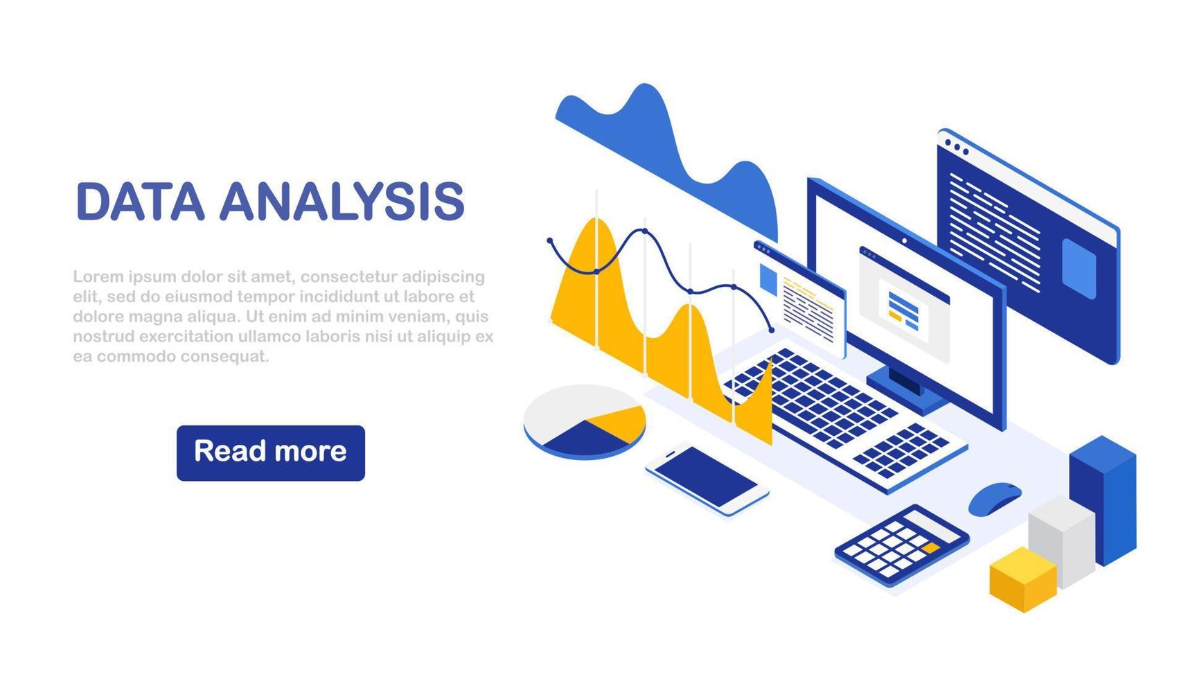 análisis de los datos. informes financieros digitales, seo, marketing. gestión empresarial, desarrollo. diseño vectorial vector