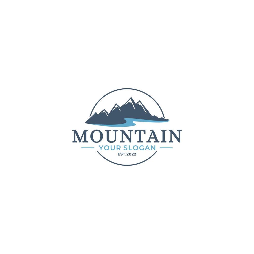 mountain and river logo design vector