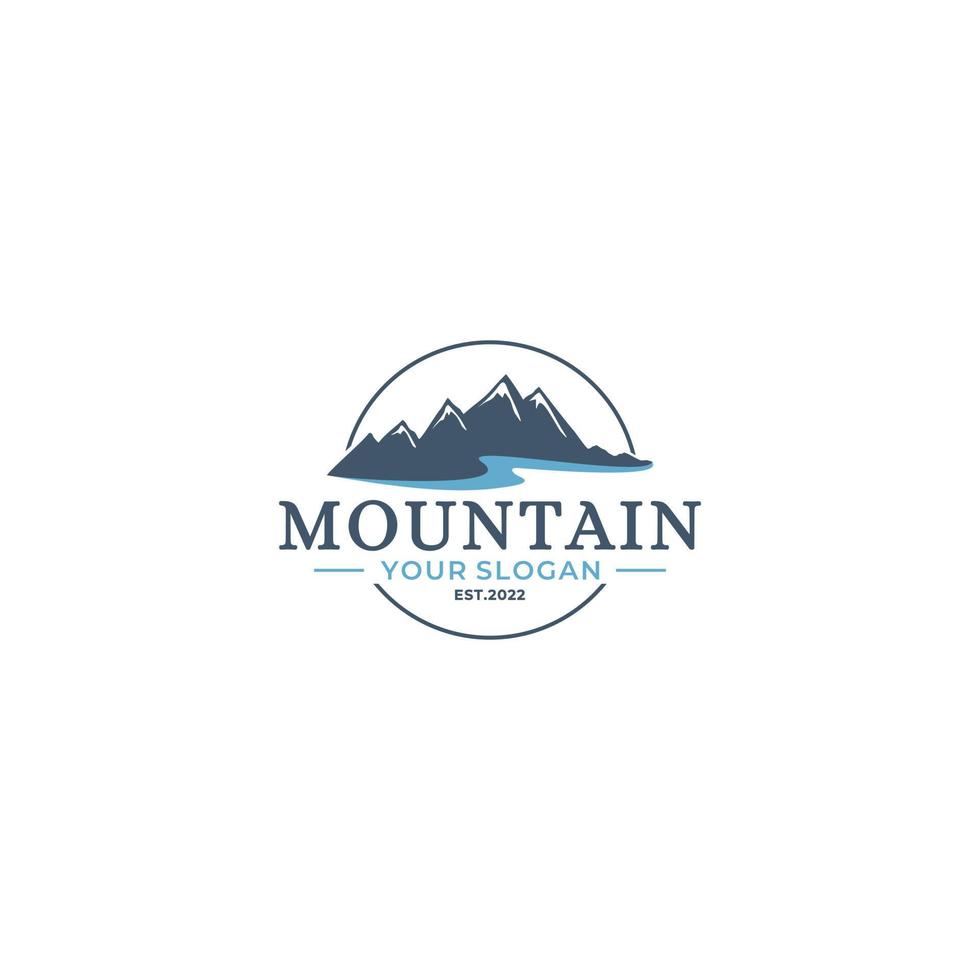 vector de diseño de logotipo de montaña y río