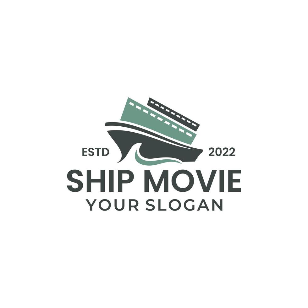 vector de símbolo de diseño de logotipo de película de barco