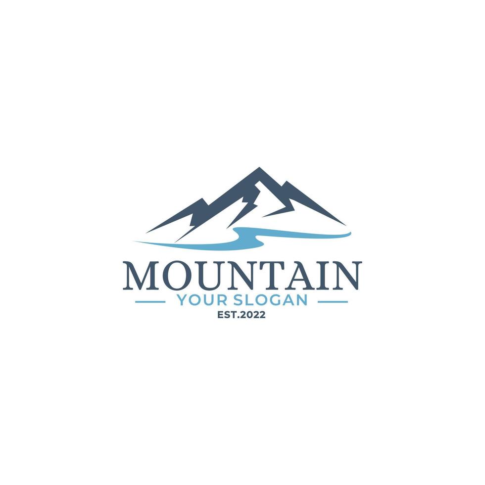 mountain and river logo design vector