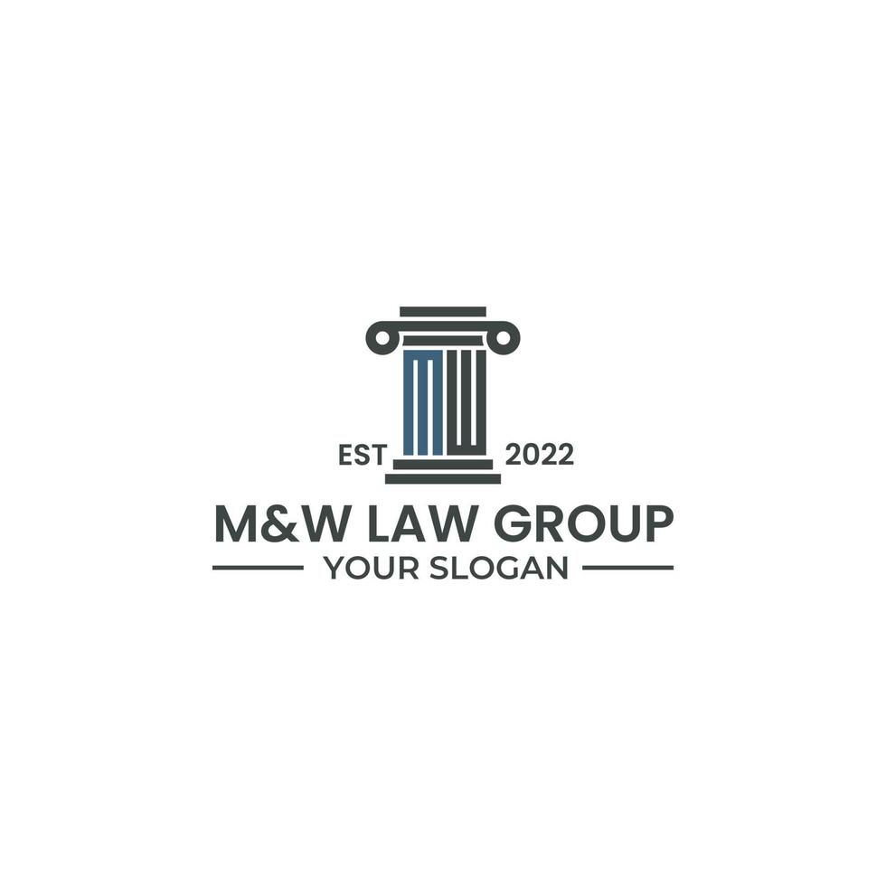 letter M and W logo design for law firm vector