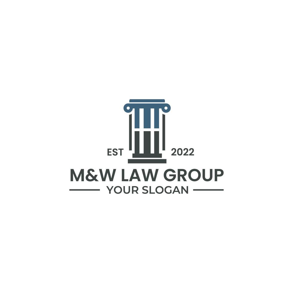 letter M and W logo design for law firm vector
