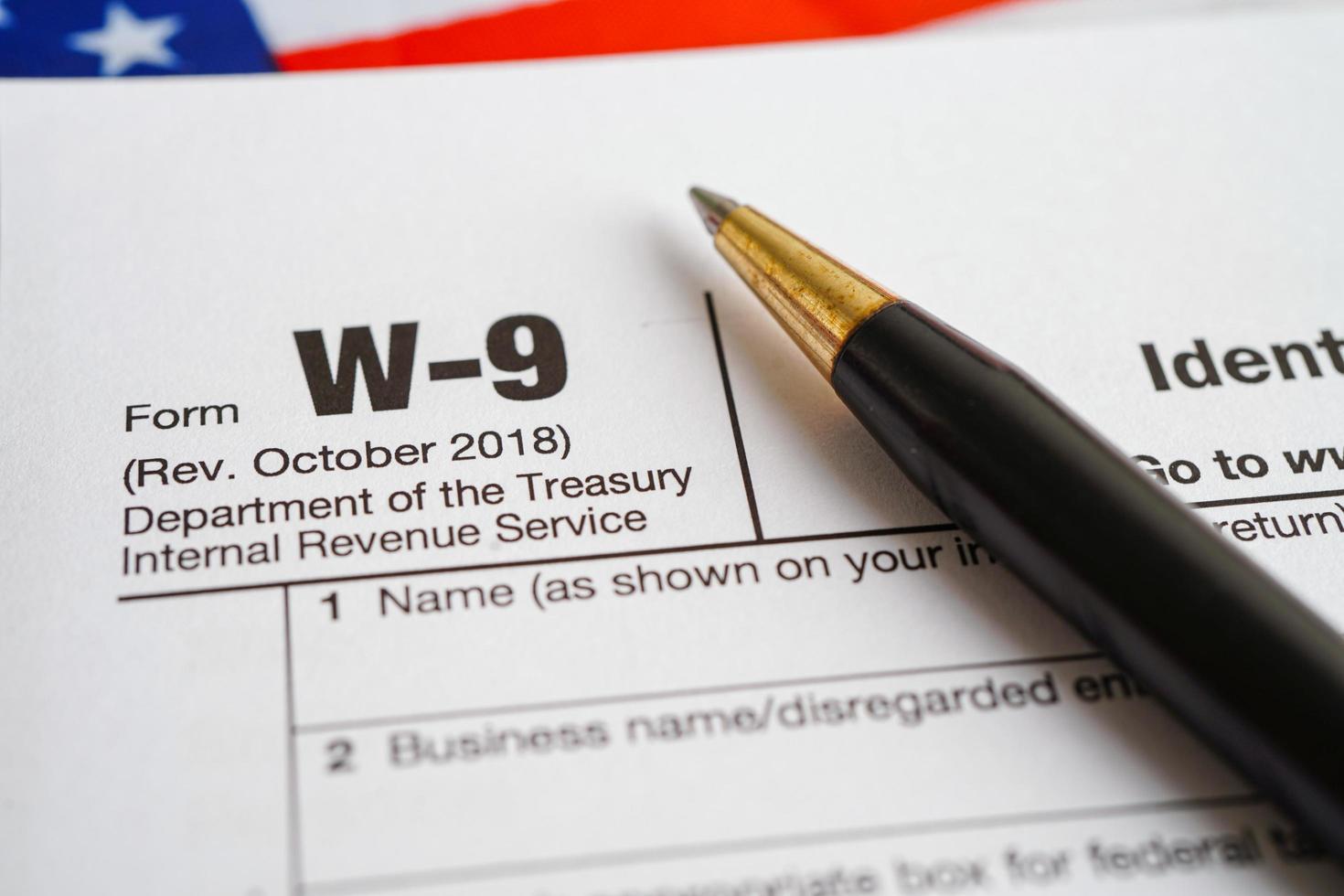 formulario de impuestos w-9 solicitud de número de identificación y certificación del contribuyente, concepto de financiación empresarial. foto