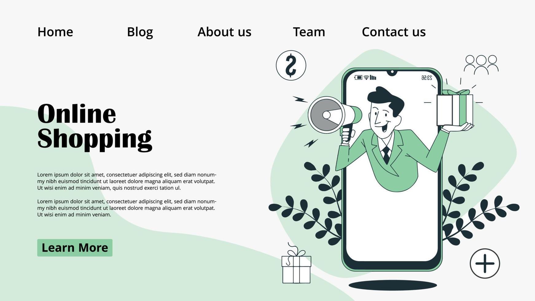 Online shopping isometric landing page template vector