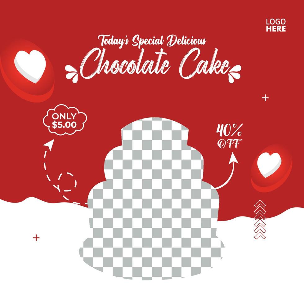 plantilla de diseño de publicación de banner de redes sociales de pastel de chocolate vector