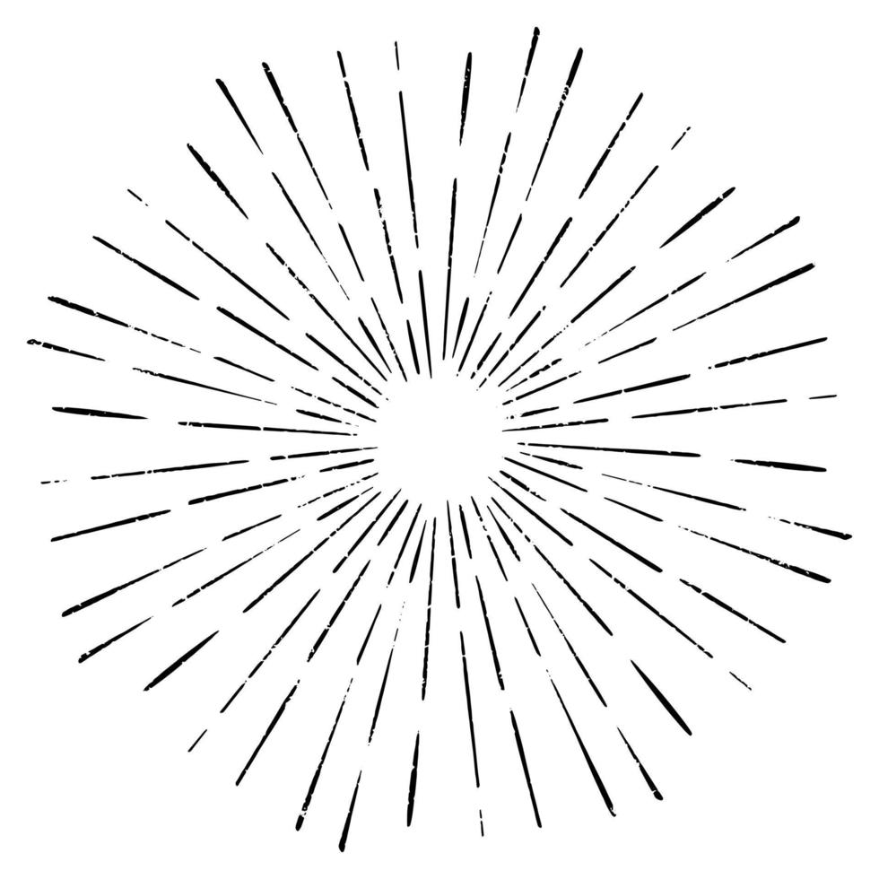 Vector Doodle retro Sunburst icon. Sun rays design element.