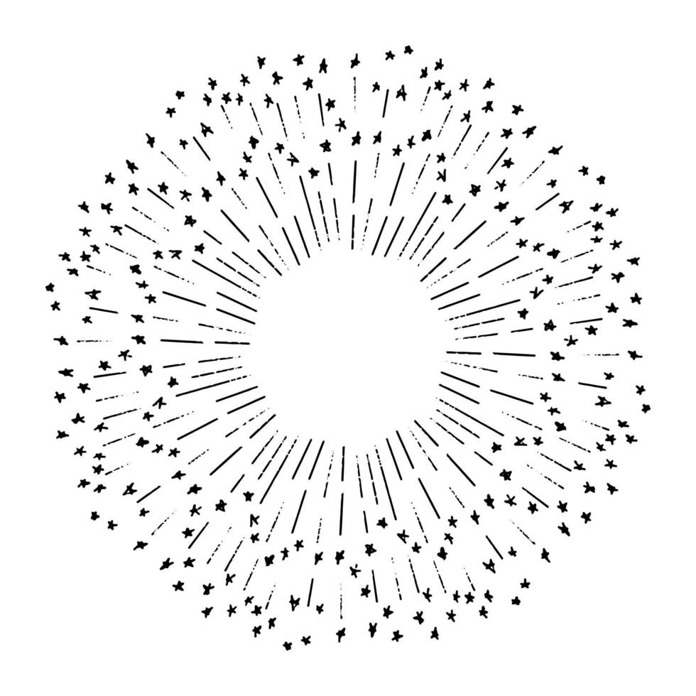 Vector Doodle retro Sunburst icon. Sun rays design element.