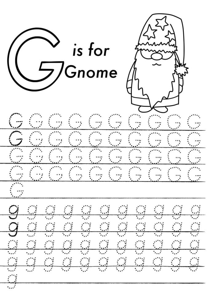 Christmas English Alphabet and Simple coloring page for Preschooler kids. vector