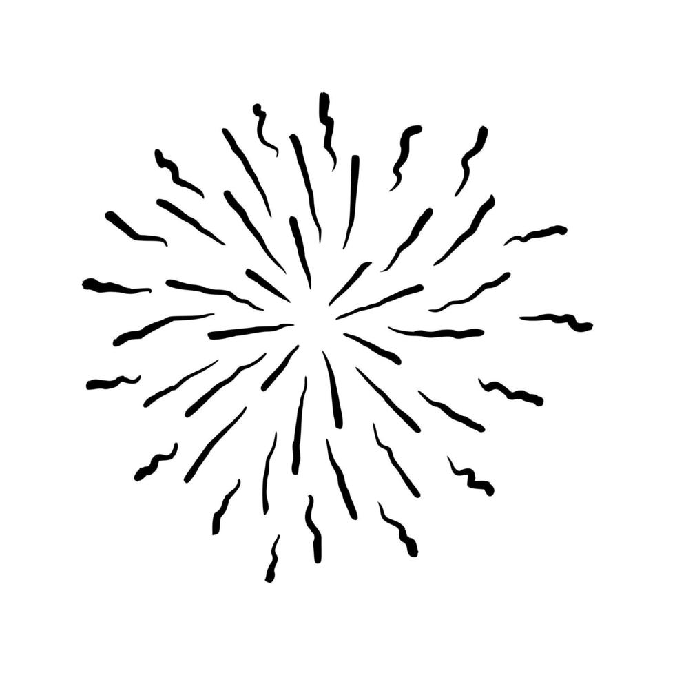 icono de vector de explosión de sol de garabato retro. elemento de diseño de explosión dibujado a mano.