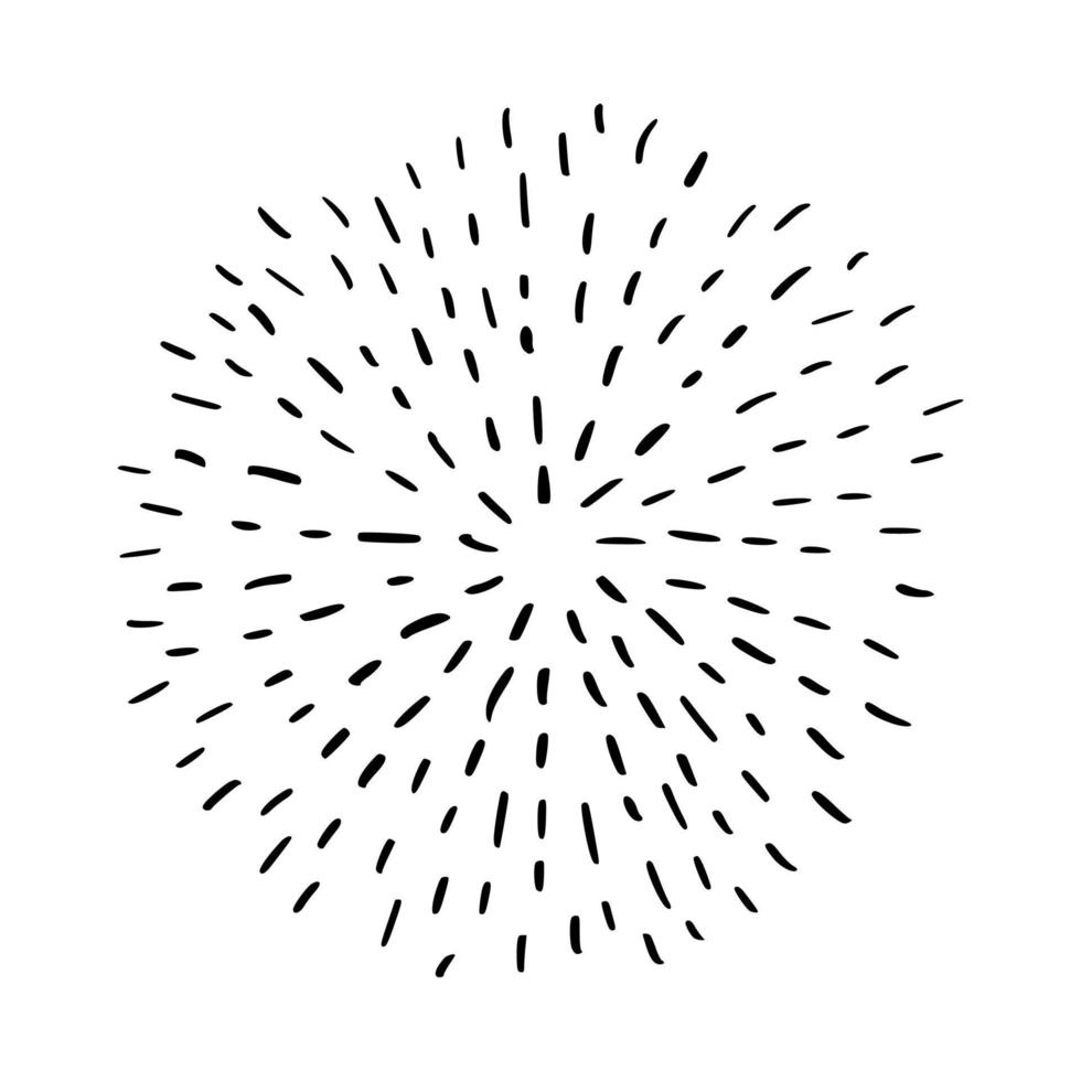 Retro doodle sunburst vector icon. Hand drawn explosion design element.