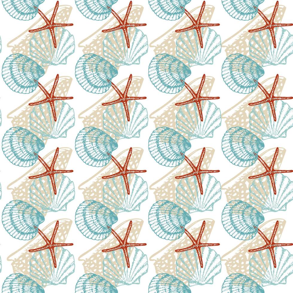 Hand drawn sea fishes seamless background. Surface pattern for textile, wallpaper and wrapping. vector