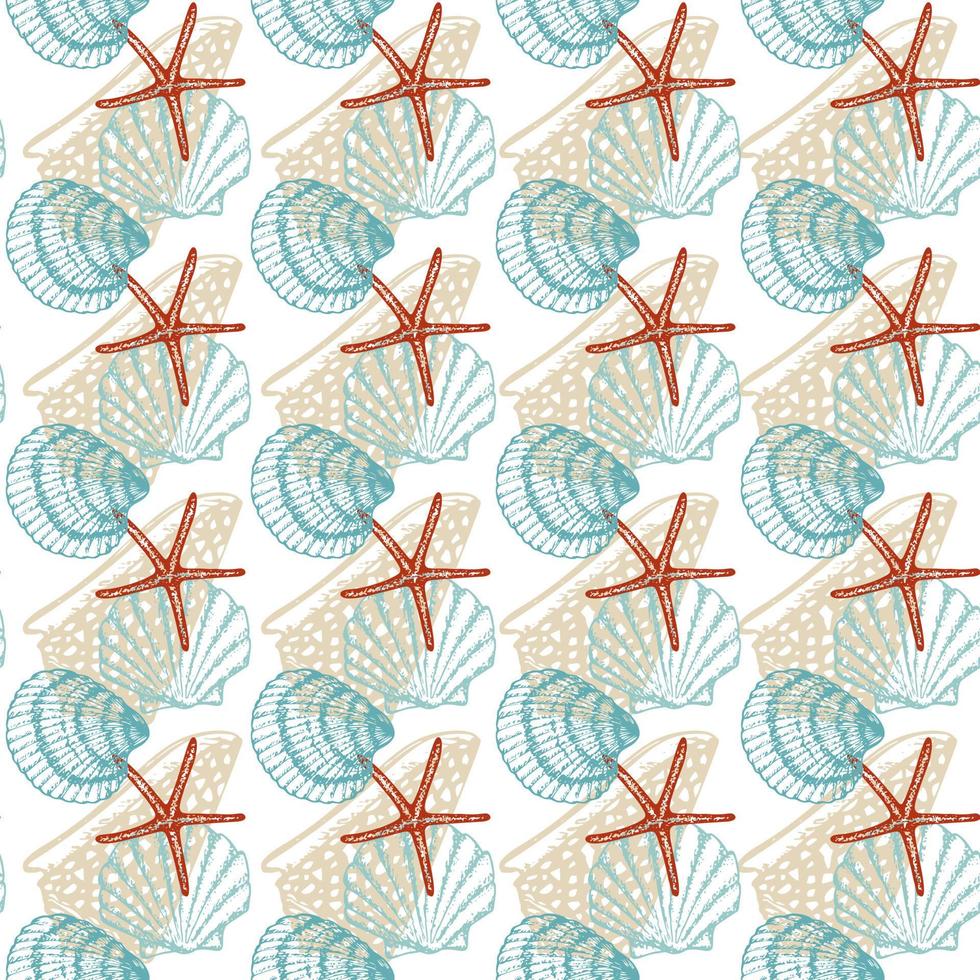 Hand drawn sea fishes seamless background. Surface pattern for textile, wallpaper and wrapping. vector