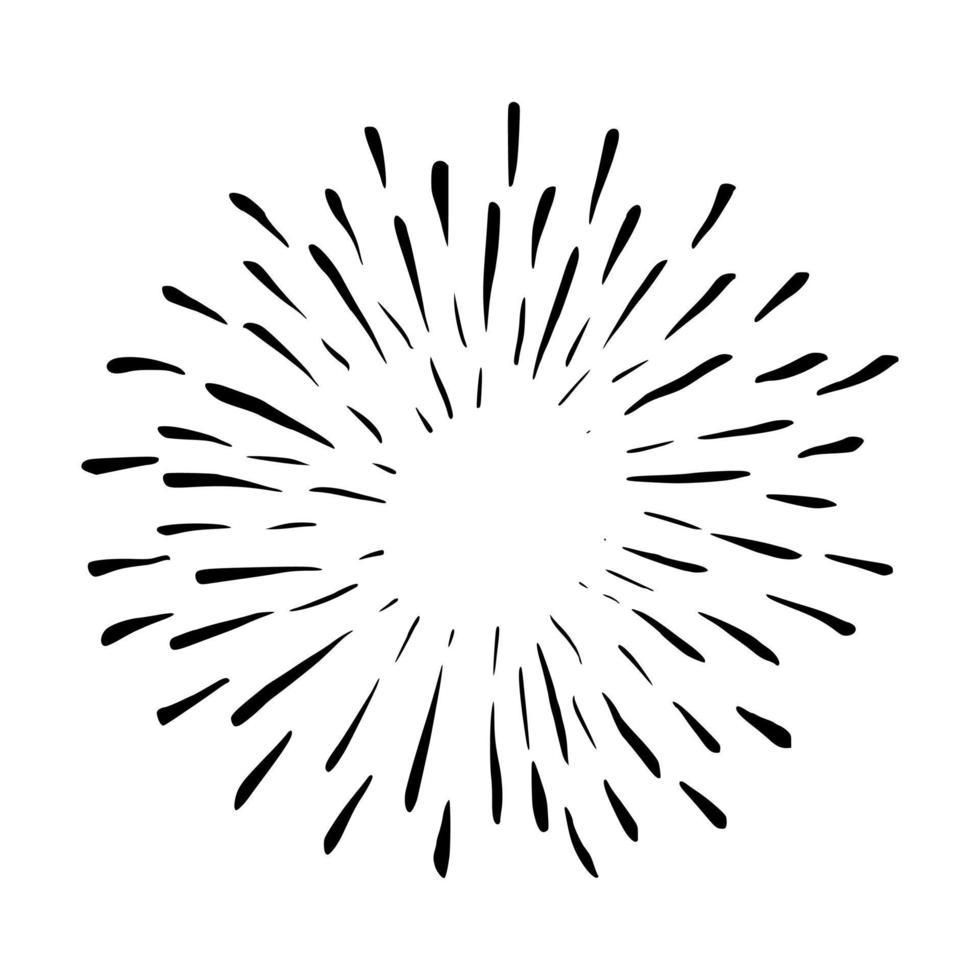 Retro doodle sunburst vector icon. Hand drawn explosion design element.
