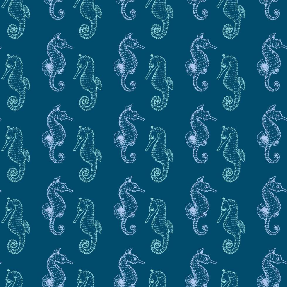 Hand drawn sea fishes seamless background. Surface pattern for textile, wallpaper and wrapping. vector