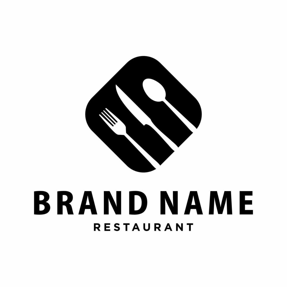 logotipo, icono del restaurante. con cuchara o tenedor, arte lineal, simple vector