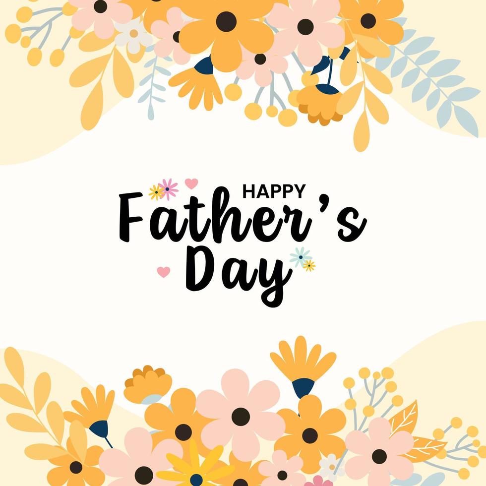 diseño plano floral feliz tarjeta de felicitación del día del padre vector