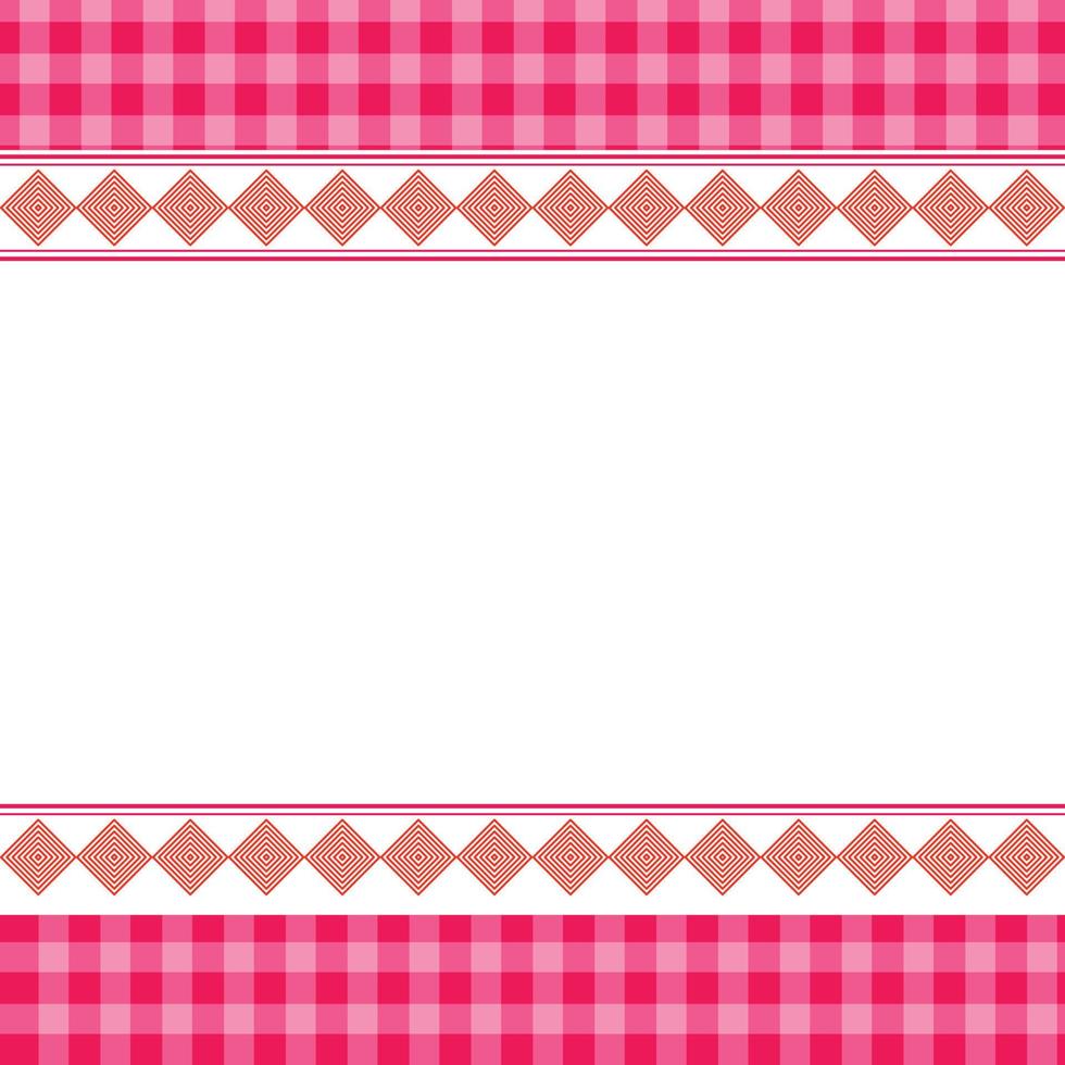Abstract geometric shape with Red plaid background pattern with white retro frame vector