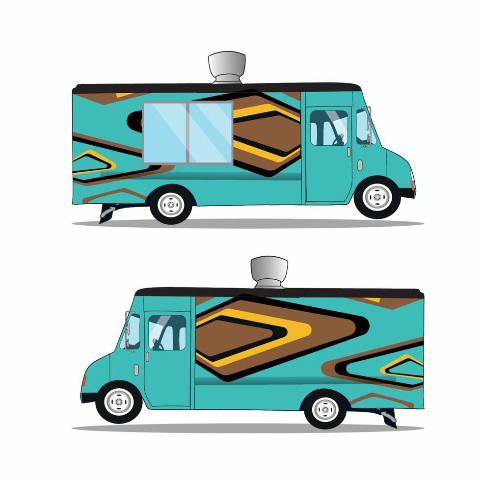 Food Delivery Van or truck Flat Illustration Design vector