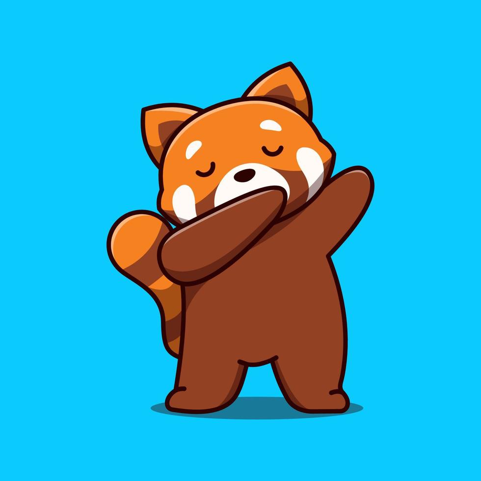 ilustración de icono de dibujos animados de pose de panda rojo lindo vector