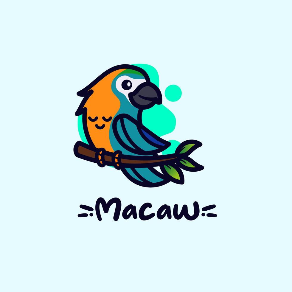 ilustración de dibujos animados de logotipo de pájaro guacamayo vector