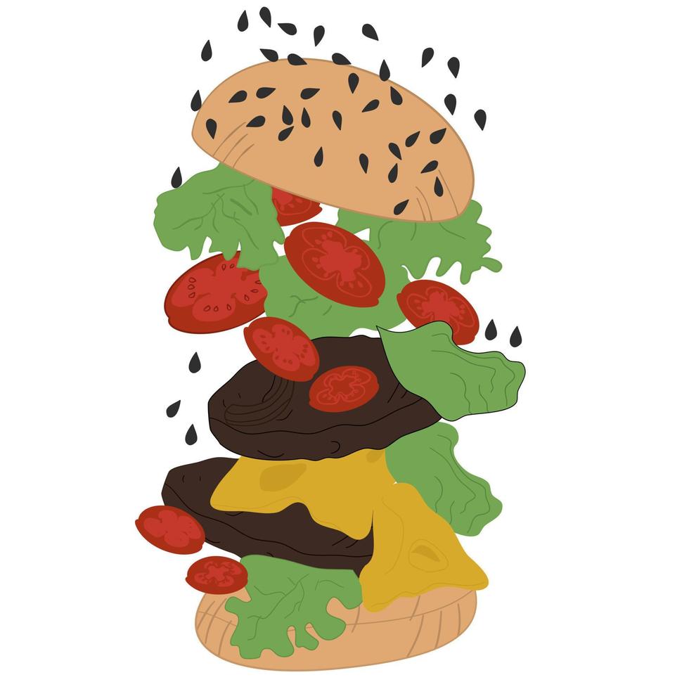 Hamburger isolated on white background vector