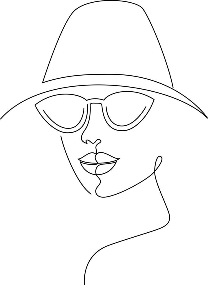 Woman Face Line Art vector