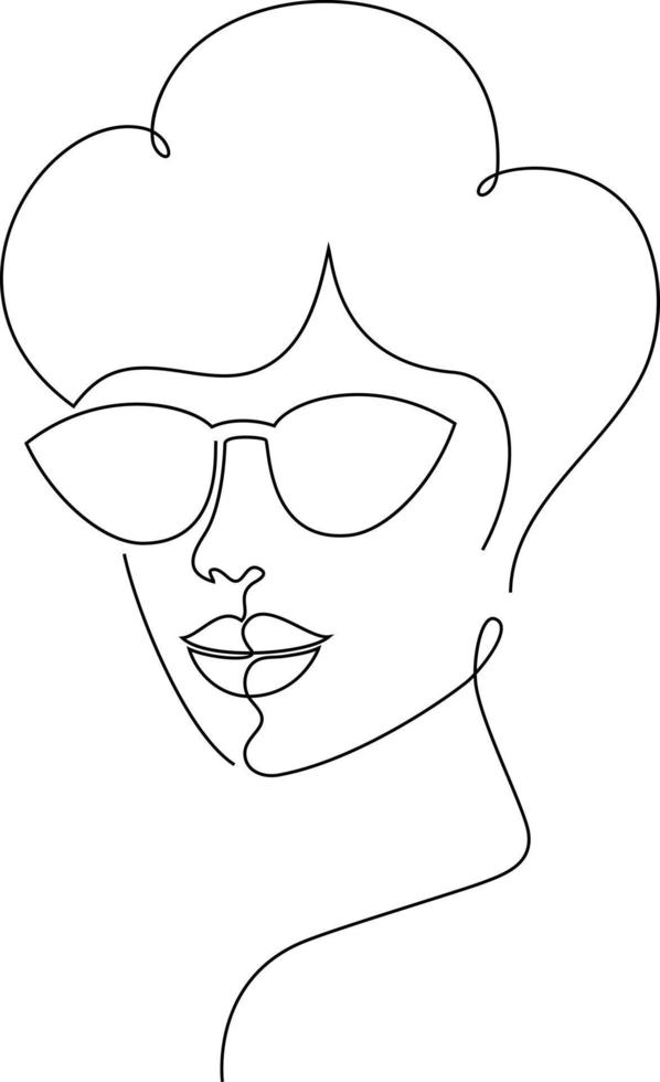 Woman Face Line Art vector