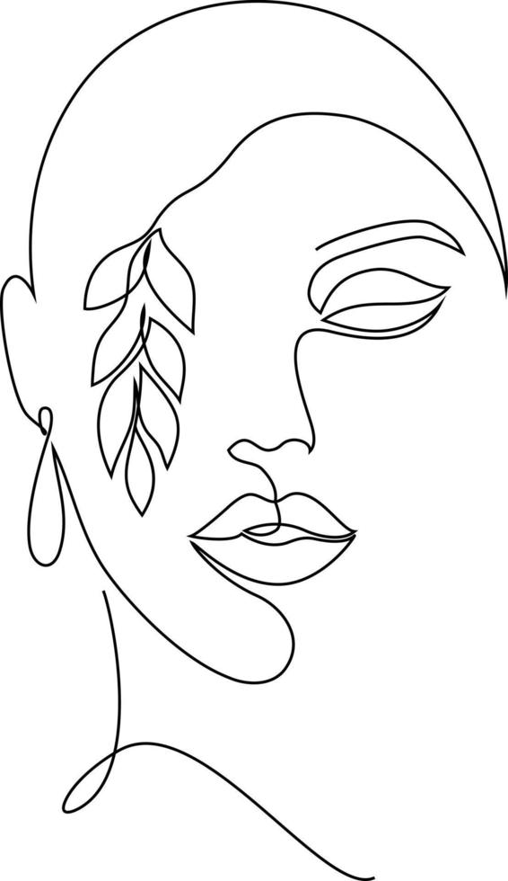 Woman Face Line Art vector