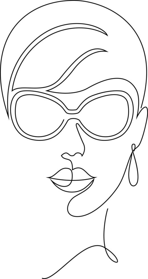 Woman Face Line Art vector