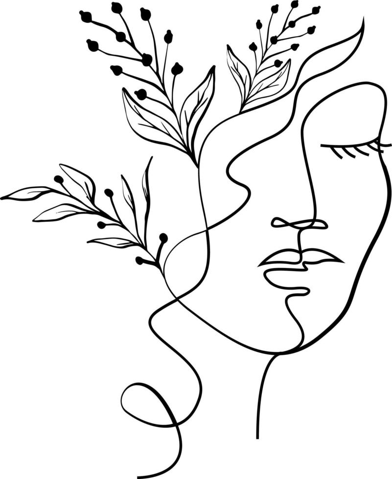 Woman Face Line Art vector