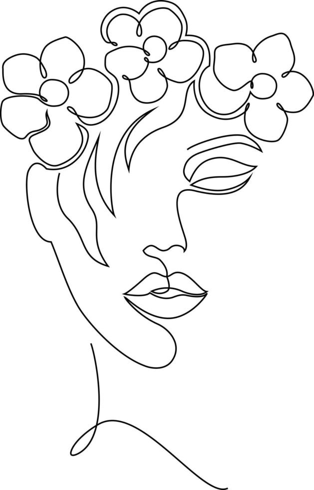 Woman Face Line Art vector