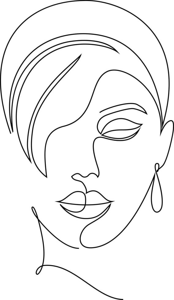 Woman Face Line Art vector