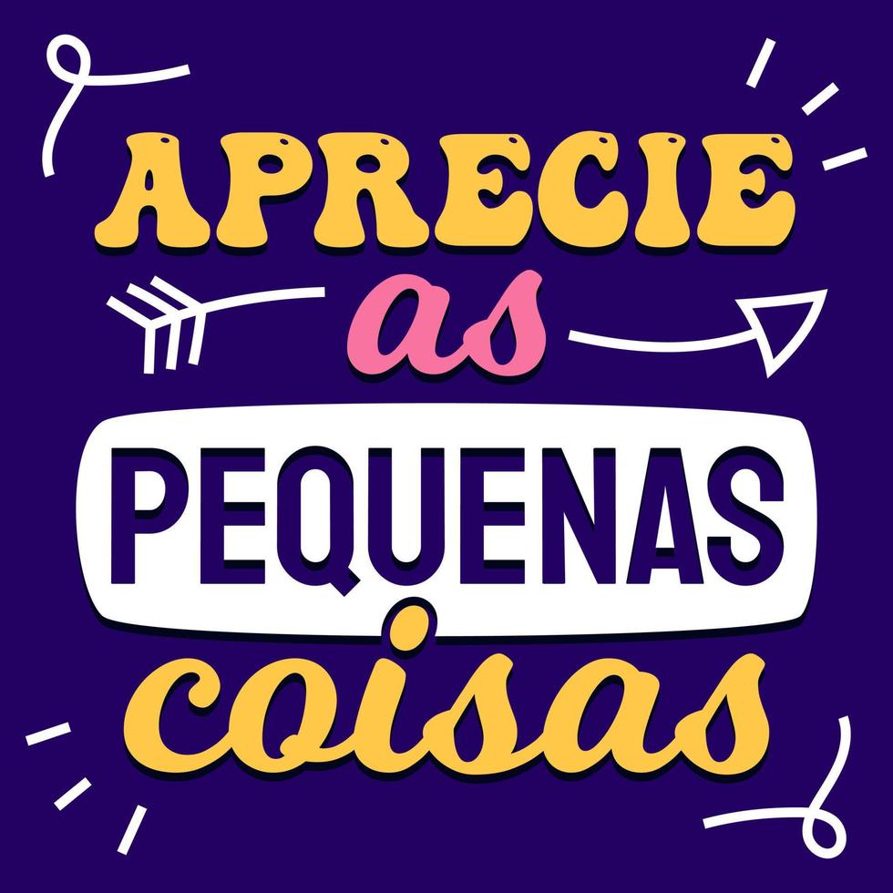 Frase inspiradora colorida portuguesa brasileña. traducción - no te quejes. dar gracias, ayudar. vector