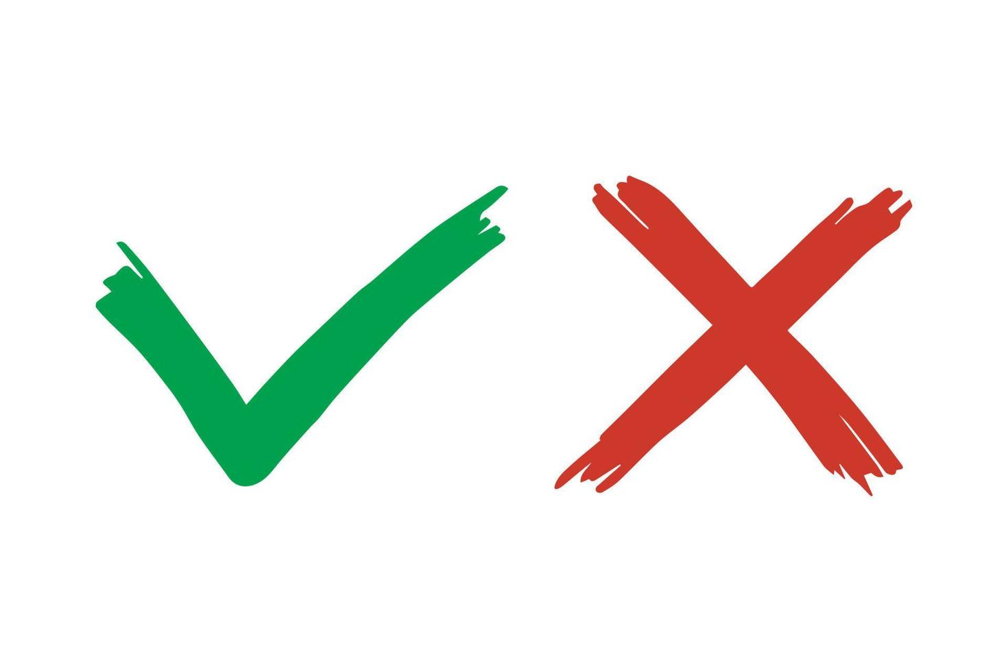 Tick and cross  signs. Checkmark OK and X icons. vector