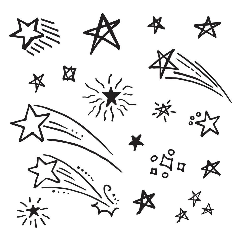 Starburst doodle set. Hand drawn star. vector