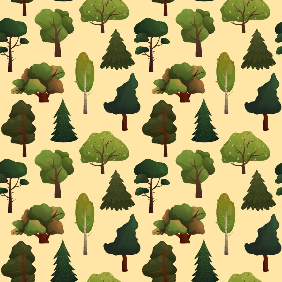 Vector pattern with tree fibers on a yellow background