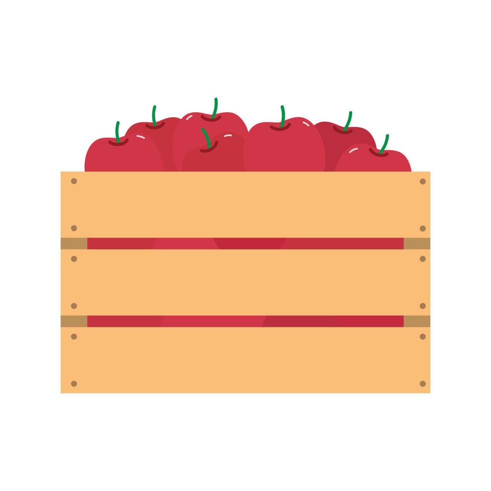 apples in box. fresh fruit. vector illustration