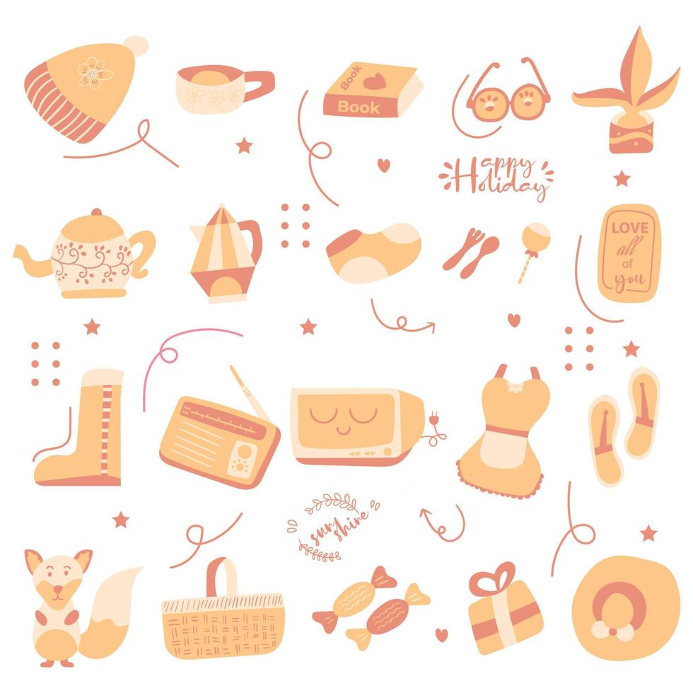 Holiday stuff element set doodle art vector