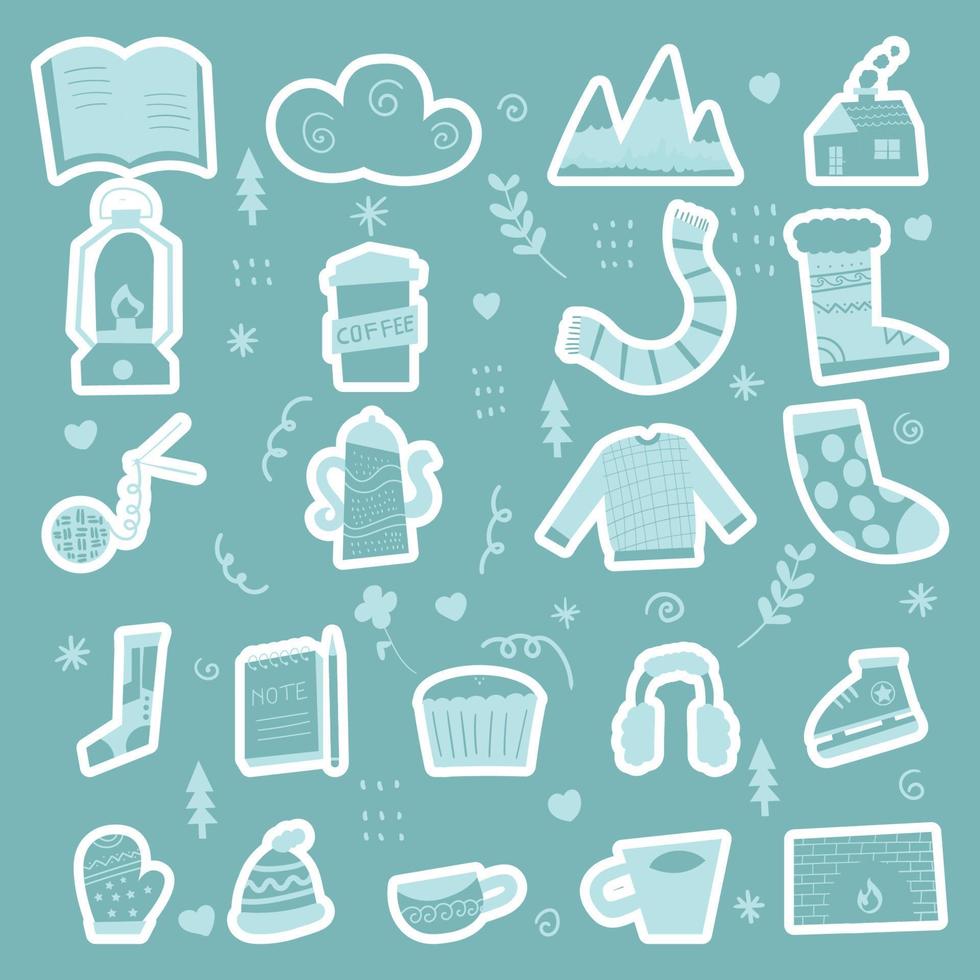 Cute Winter collection Sticker vector art