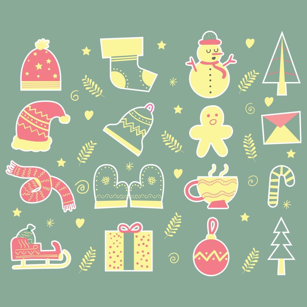 pegatinas de ilustración de conjunto de colecciones de navidad vector